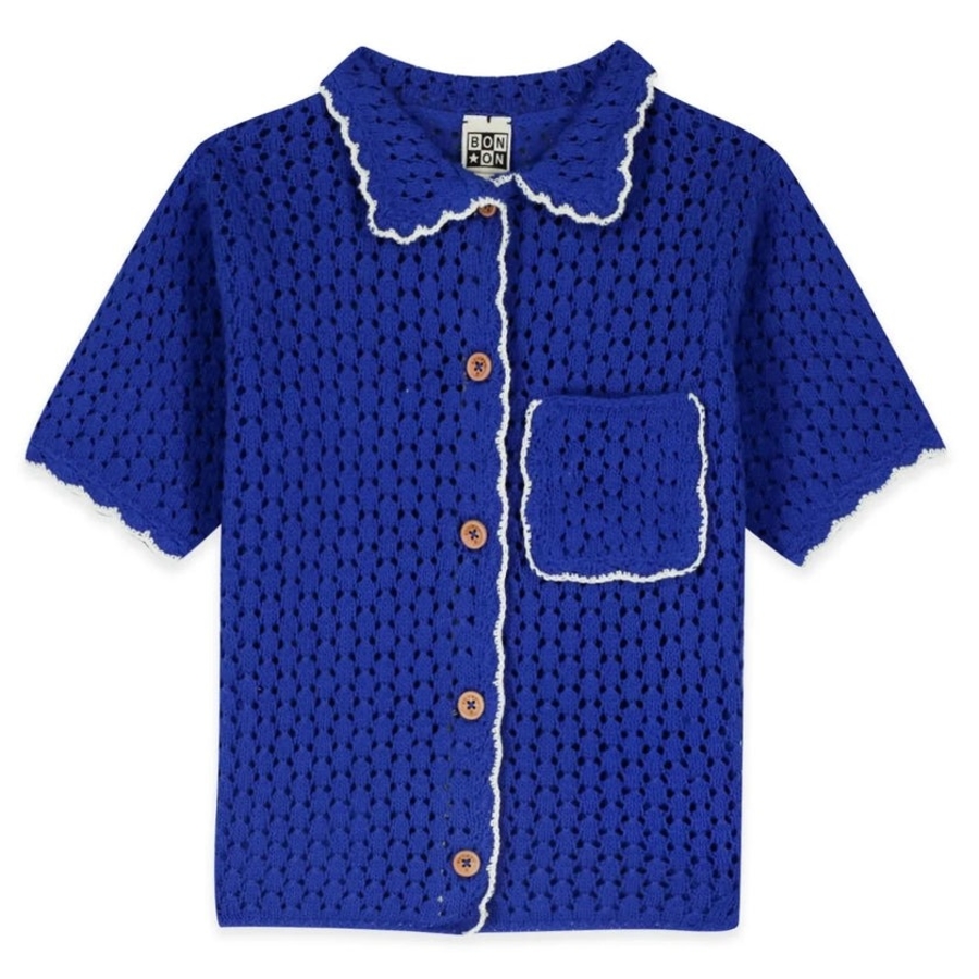Bonton Kids Crochet Lanza Short-Sleeve Cardigan