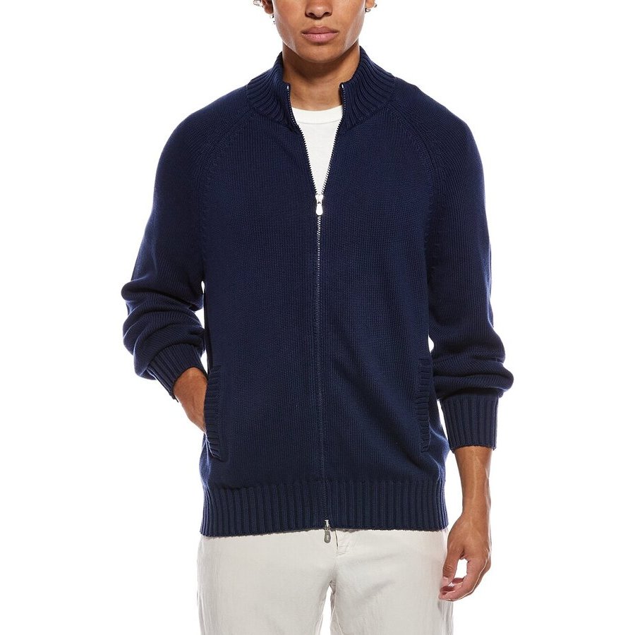 Brunello Cucinelli Dark Blue Zip Sweater