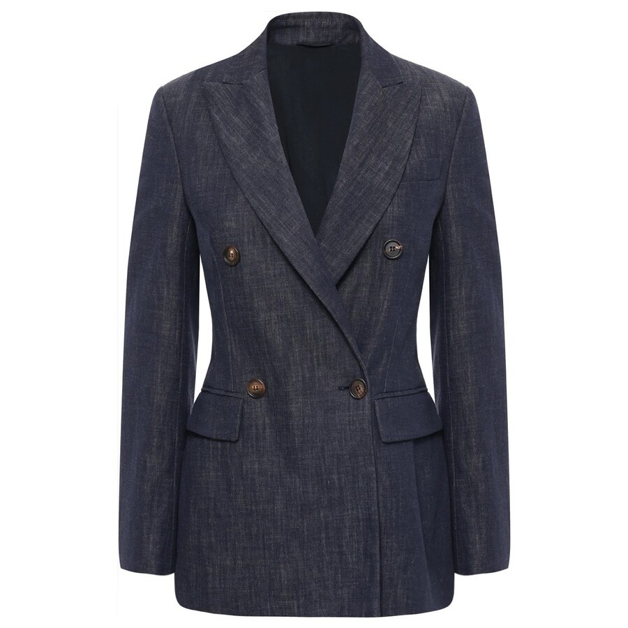 Brunello Cucinelli Wodark Blue Double Breasted Blazer