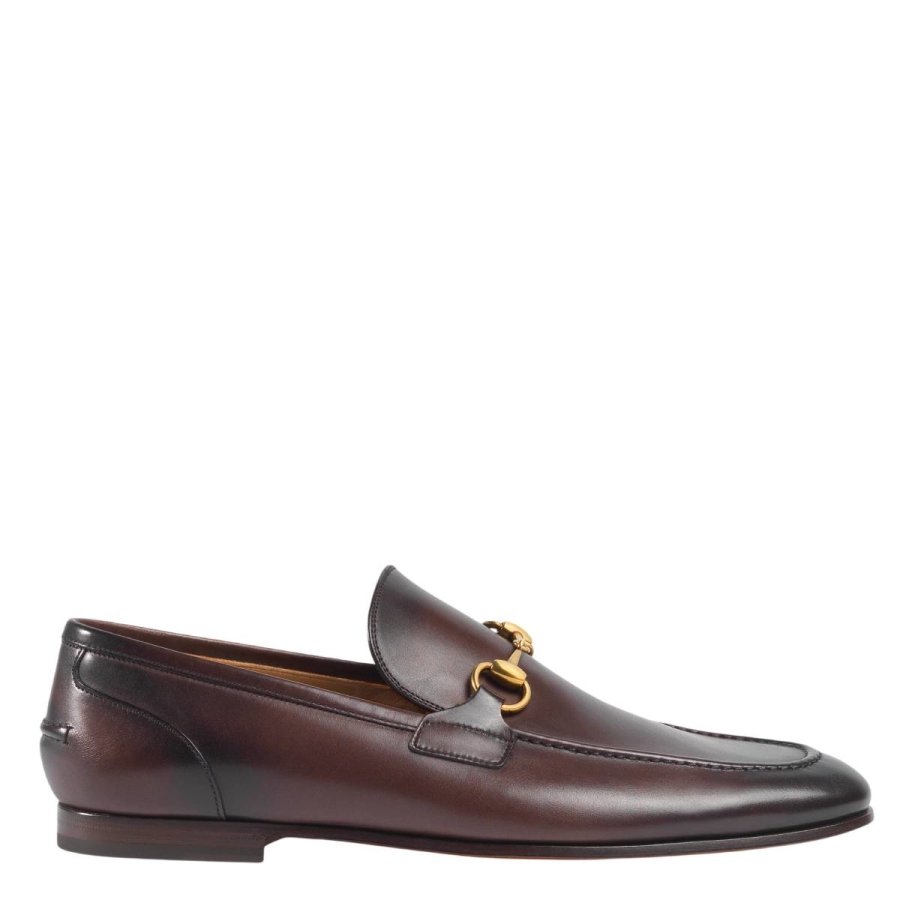 Gucci Dark Brown Leather Jordaan Loafers