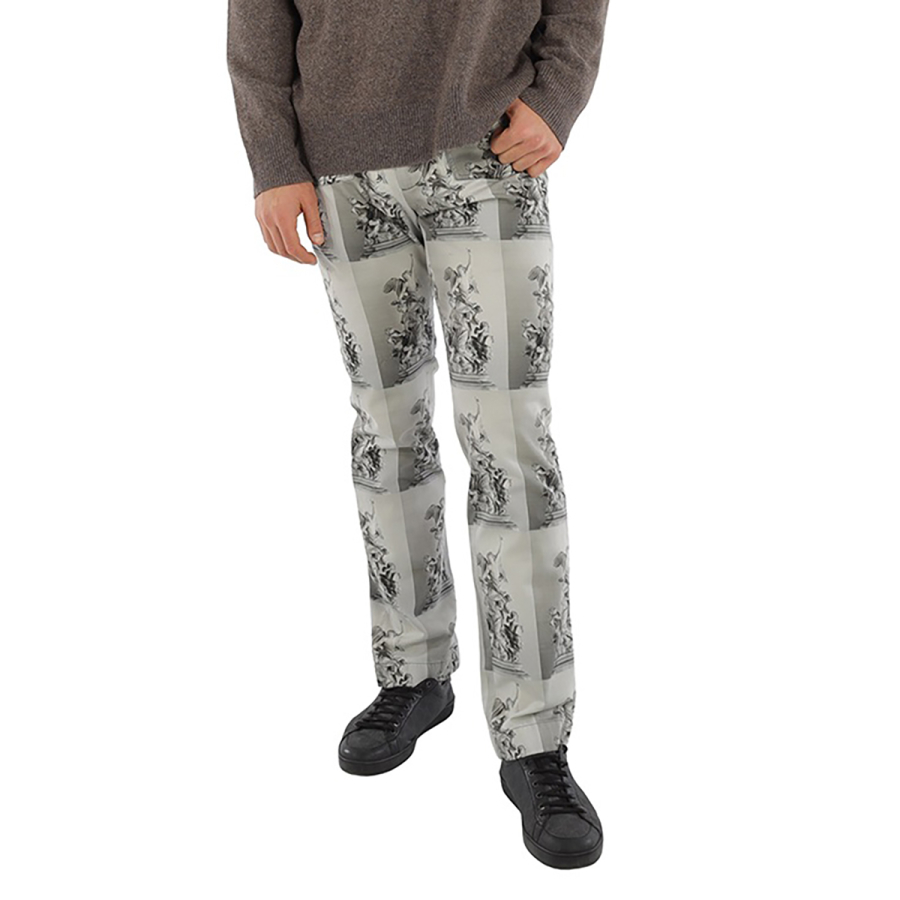 Acne Studios Mens Digital Statue Print Cotton Twill Slim-Fit Trousers