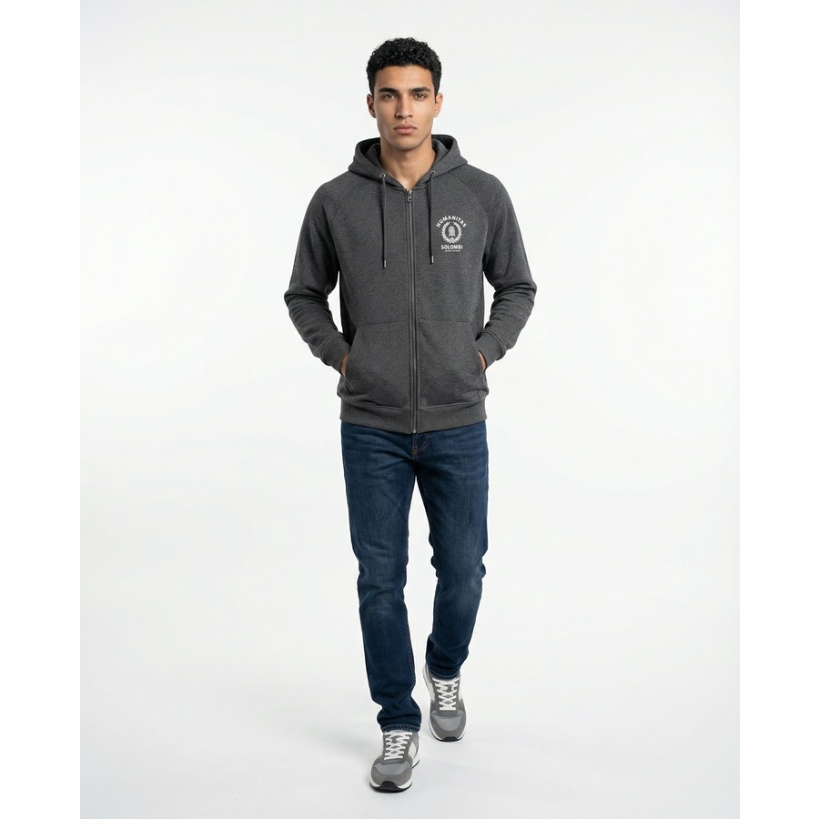 Brunello Cucinelli Cotton-Silk-Wool Blend Zip Hoodie — Gray