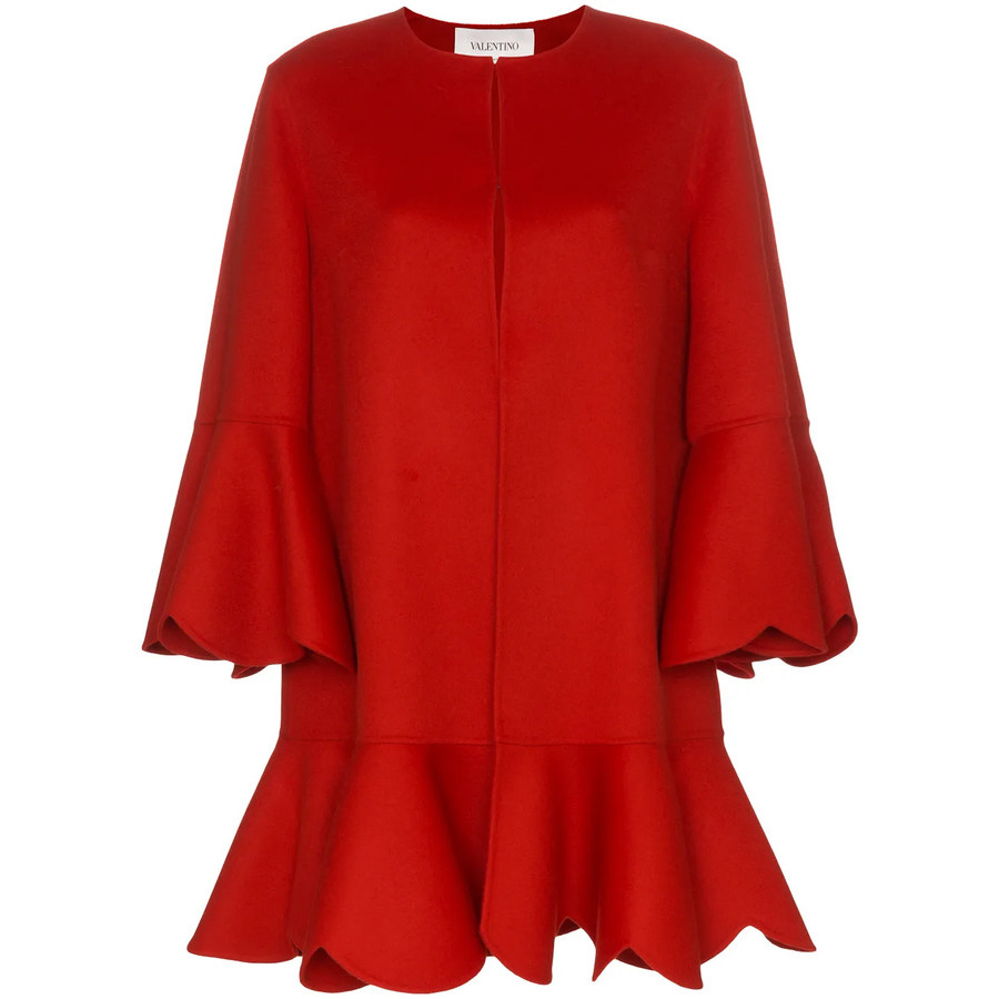 Valentino Garavani Collarless Ruffled Coat