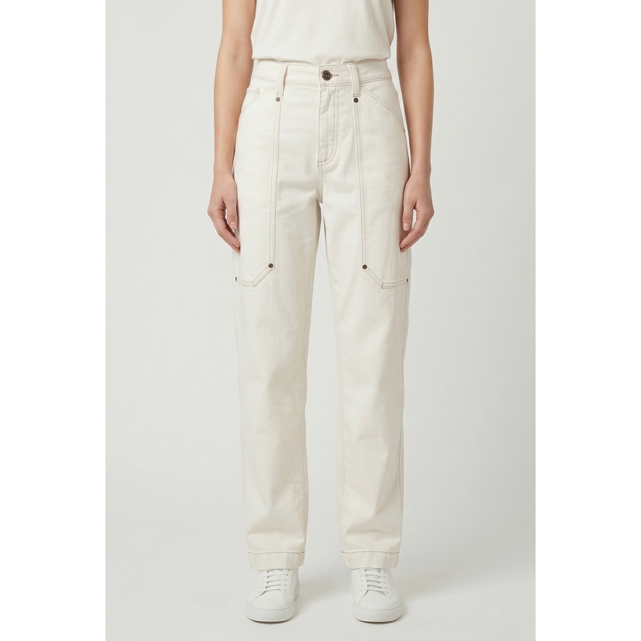 Brunello Cucinelli Wooff White Relaxed Cotton Trousers