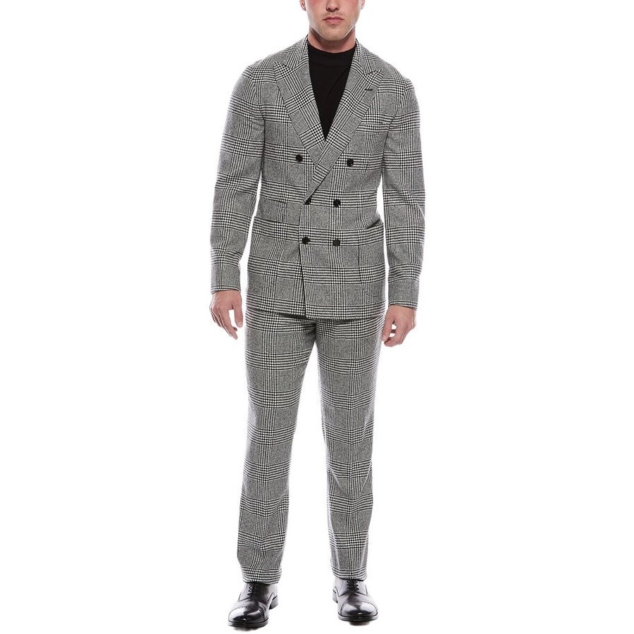 Brunello Cucinelli Grey Plaid Double-Breasted Suit