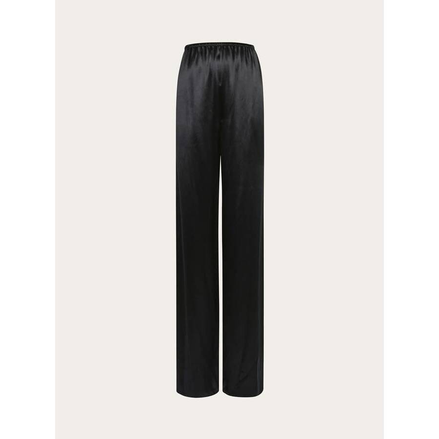 Ferragamo Black Relaxed Rayon Trousers, Brand Size 40 (US Size 6)