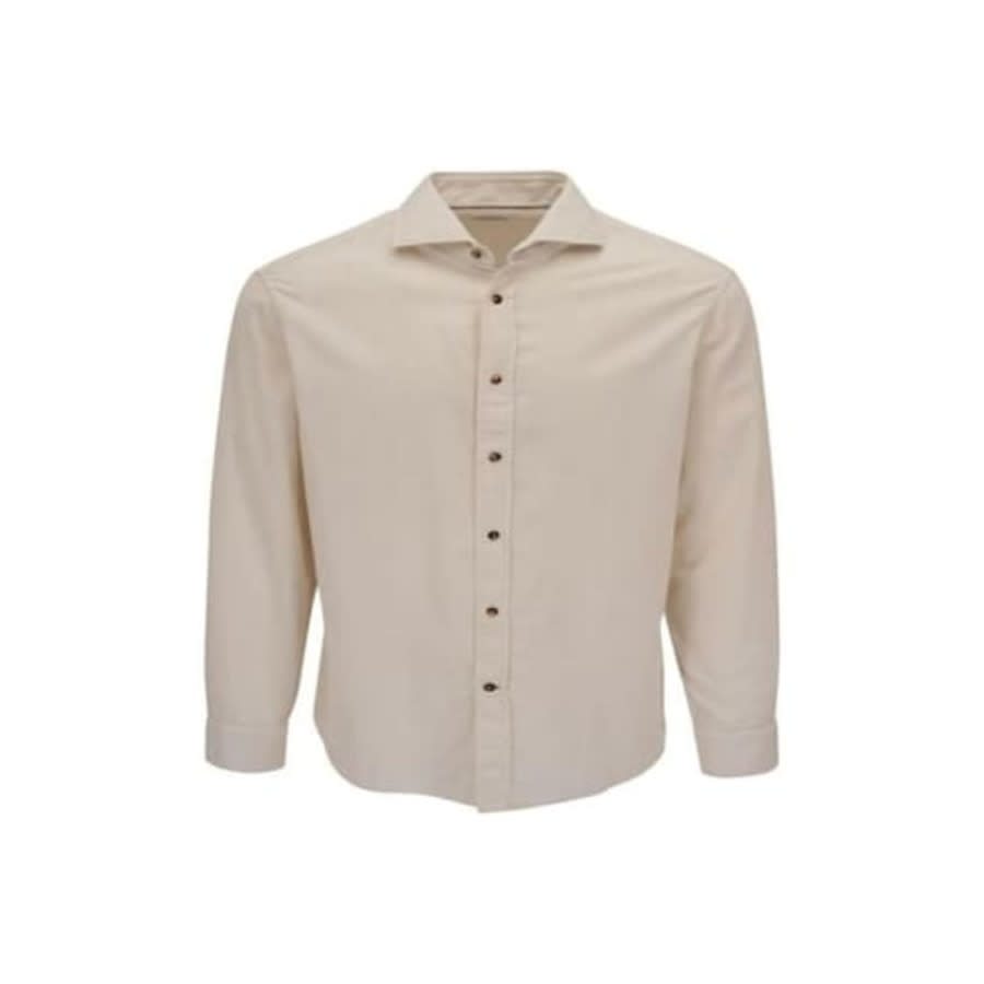 Brunello Cucinelli Men's Beige Classic Collar Long Sleeve Shirt