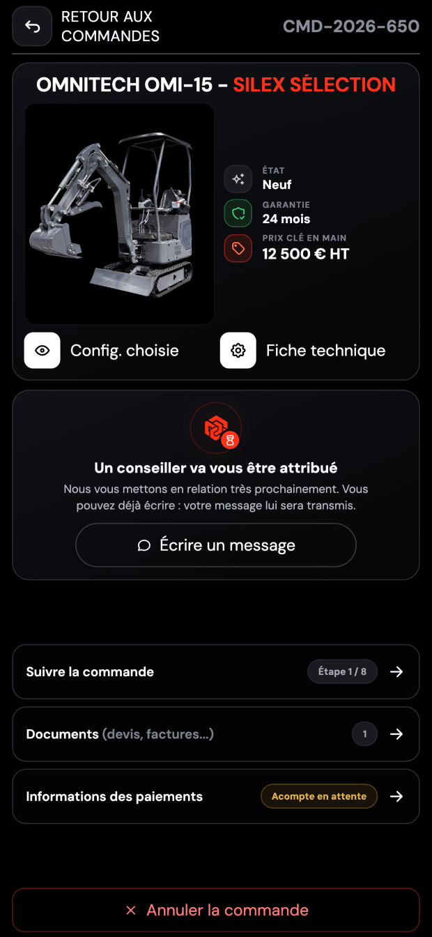 Application SILEX : le suivi de commande
