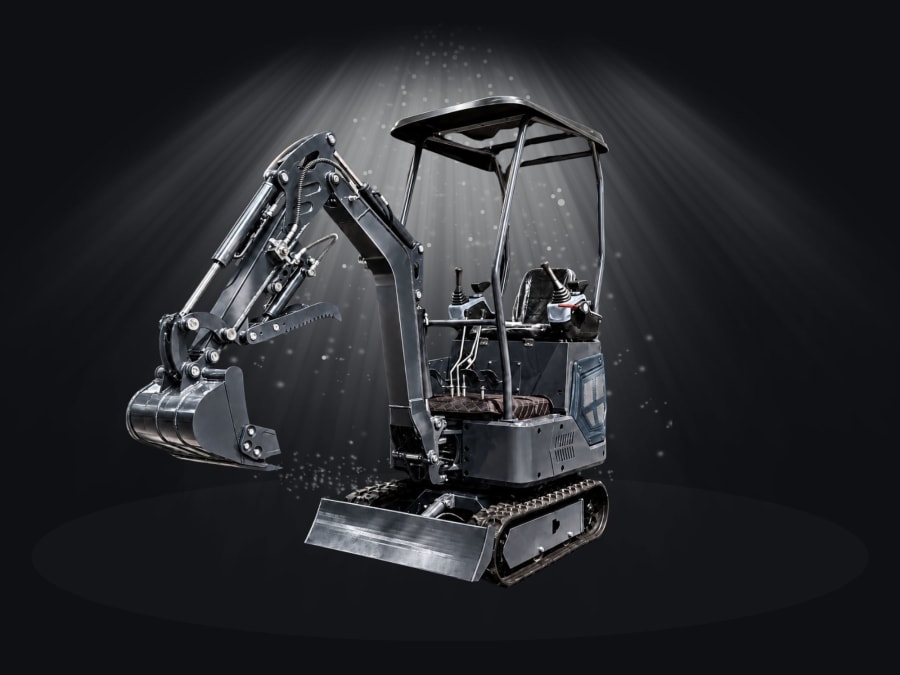 Mini-pelle SILEX OMI-15, 1,5 tonne, de trois quarts avant