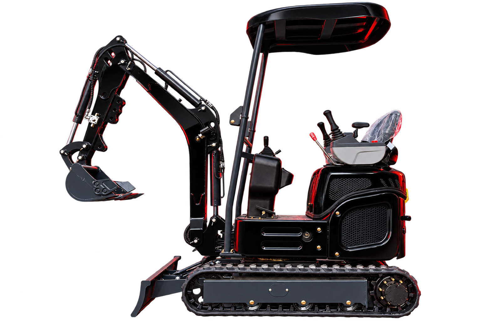 Mini-pelle SILEX T130-PRO, 1,3 tonne, vue de profil sur fond transparent