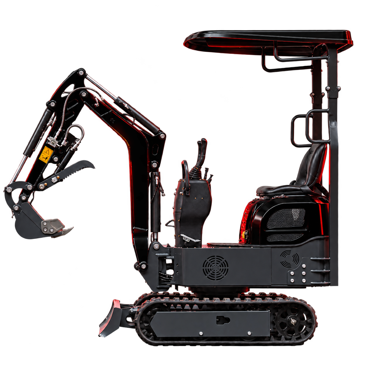 Mini-pelle SILEX OMI-12U, 1,2 tonne, vue de profil sur fond transparent