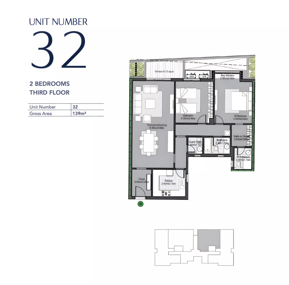 2-bedroom Apartment floor plan at Villette