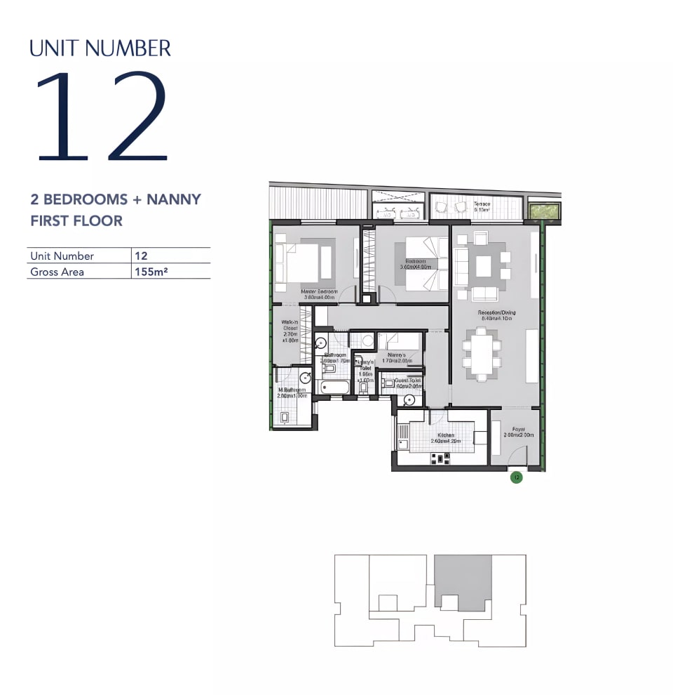 2-bedroom Apartment floor plan at Villette