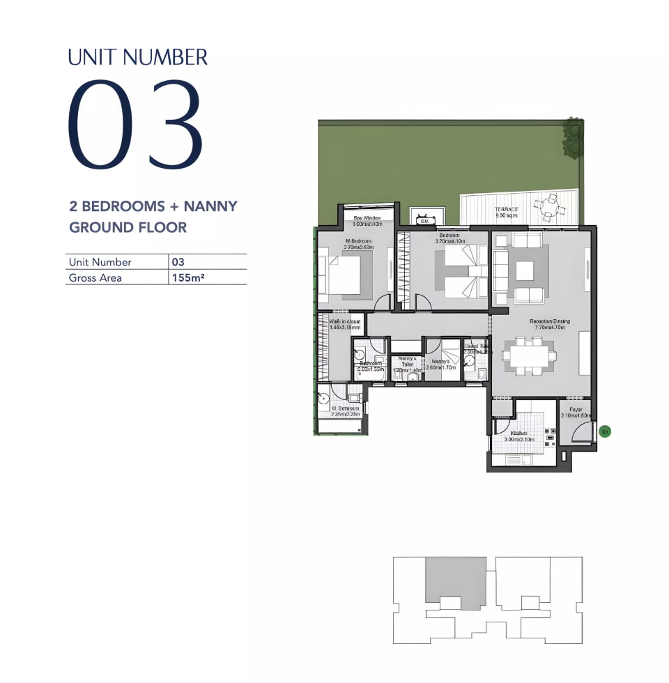 2-bedroom Apartment floor plan at Villette