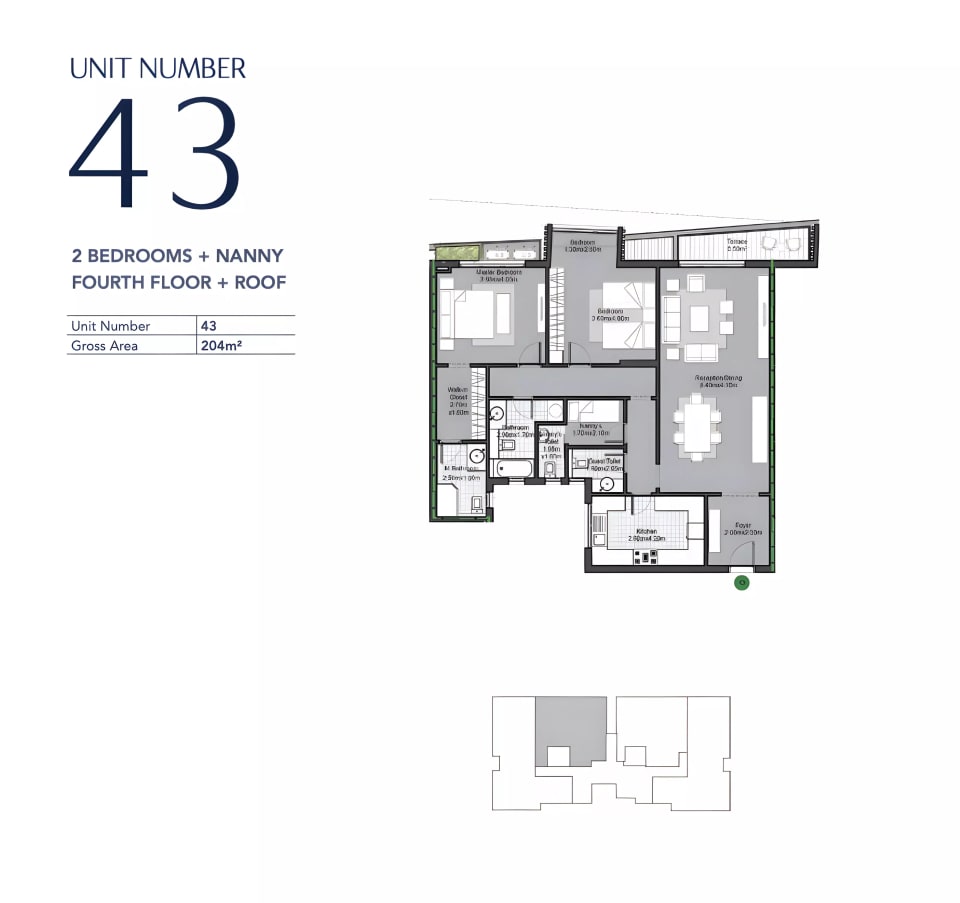 2-bedroom Apartment floor plan at Villette