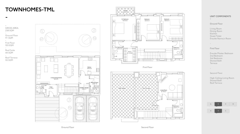 3-bedroom Townhouse floor plan at District 5
