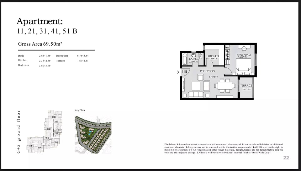 1-bedroom Apartment floor plan at Taj City