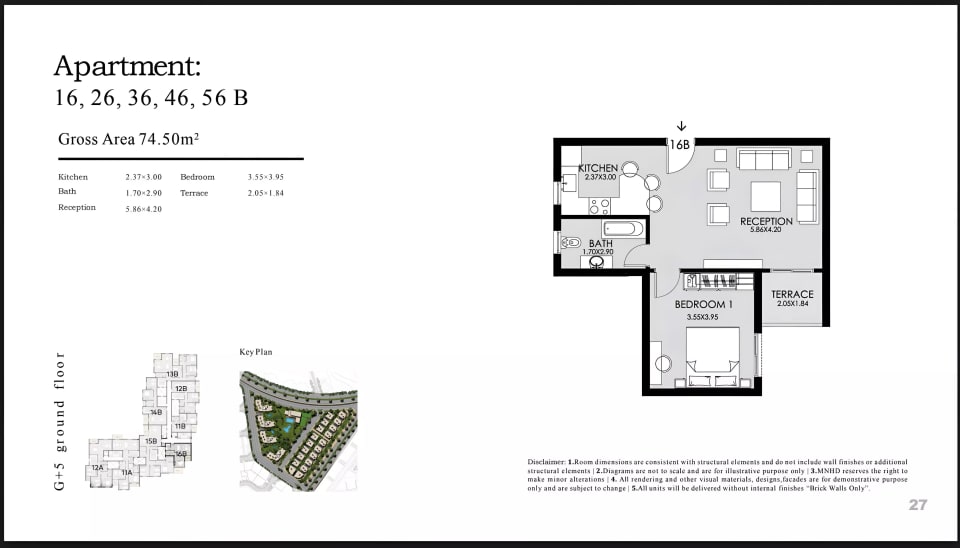 1-bedroom Apartment floor plan at Taj City