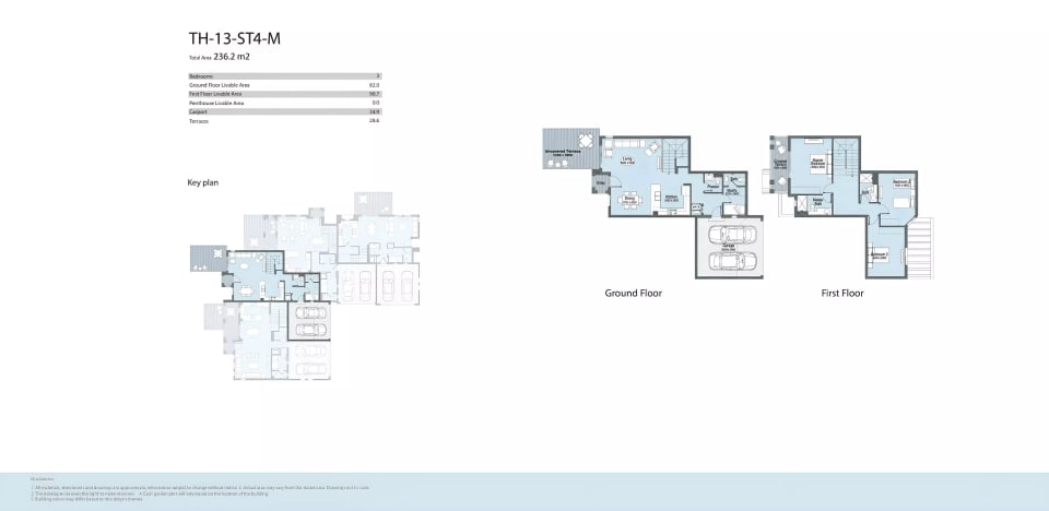 3-bedroom Apartment floor plan at Marassi