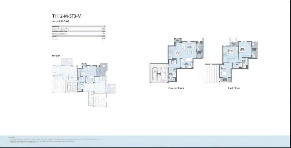3-bedroom Apartment floor plan at Marassi