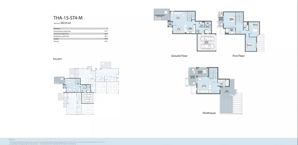 3-bedroom Apartment floor plan at Marassi