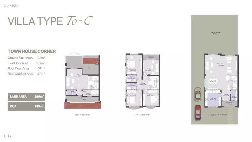 3-bedroom Townhouse floor plan at La Vista City