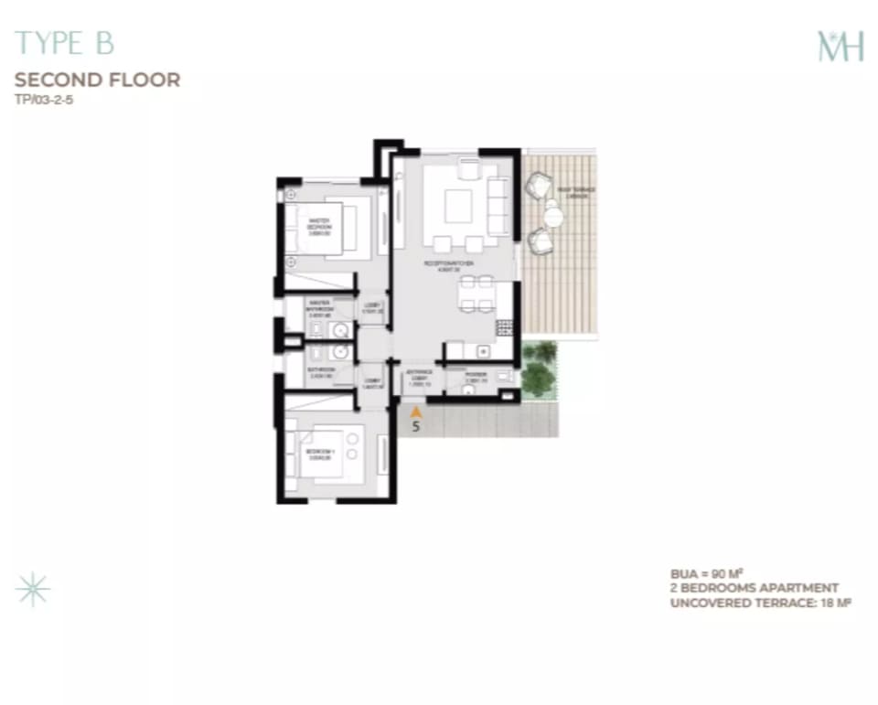 2-bedroom Apartment floor plan at Makadi Heights