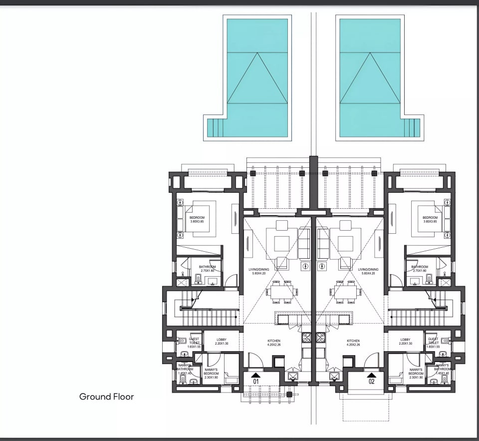 3-bedroom Apartment floor plan at Ancient Sands Resort