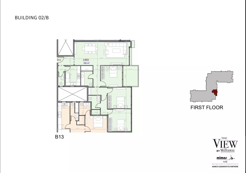 Floor plan for the unit type of 3BR Apartment Fully Finished In Waterway - FORSALE