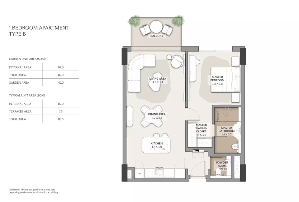 1-bedroom Apartment floor plan at Marina Waterfront Residences