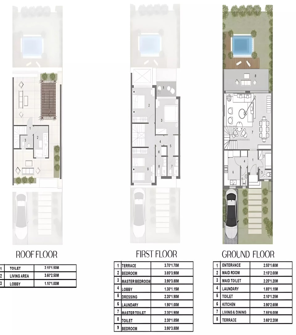 3-bedroom Townhouse floor plan at Menorca