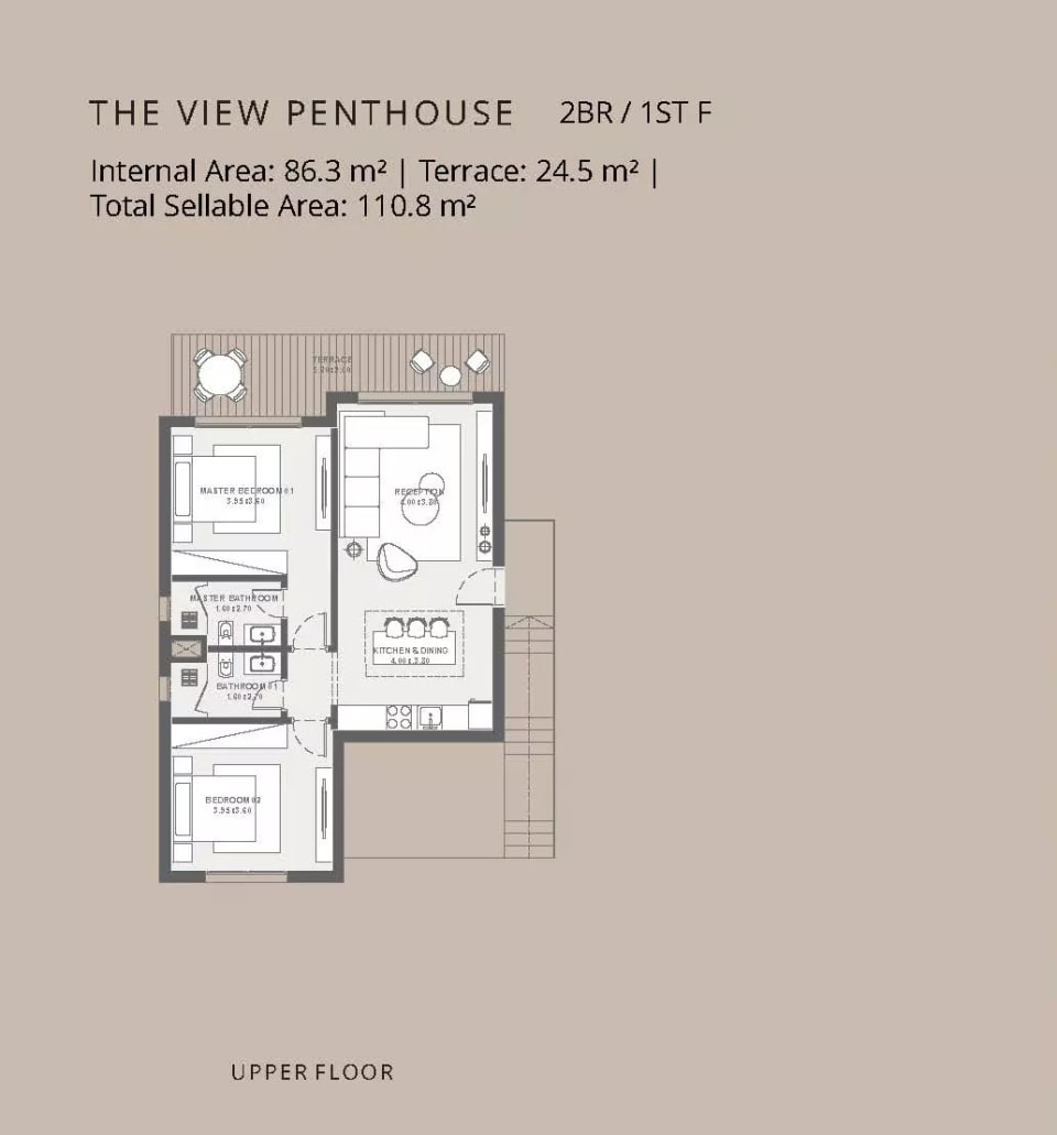 2-bedroom Penthouse floor plan at Sachi