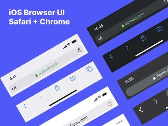 Interface utilisateur des navigateurs iOS Safari et Chrome