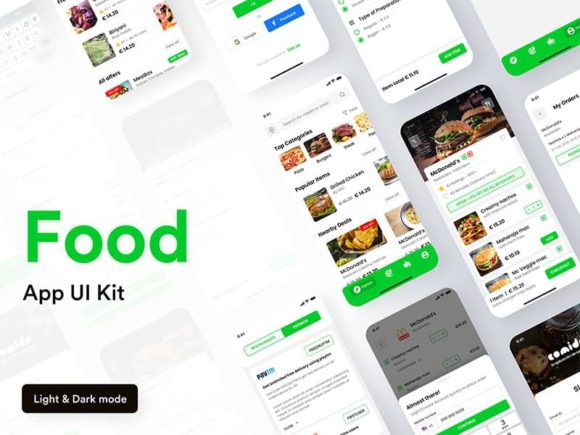 Comida: Kit d'interface utilisateur gratuit pour les applications de livraison de nourriture