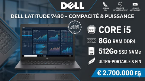 DELL LATITUDE 7480 - COMPACITÉ & PUISSANCE à Conakry