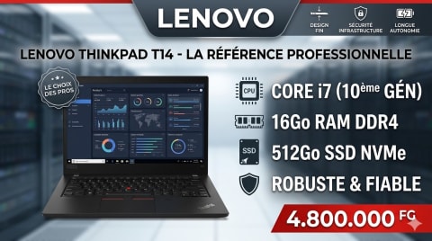 LENOVO THINKPAD T14 - LA RÉFÉRENCE PROFESSIONNELLE à Conakry
