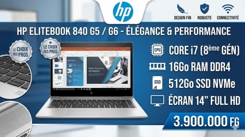 HP ELITEBOOK 840 G5 / G6 - ÉLÉGANCE & PERFORMANCE à Conakry