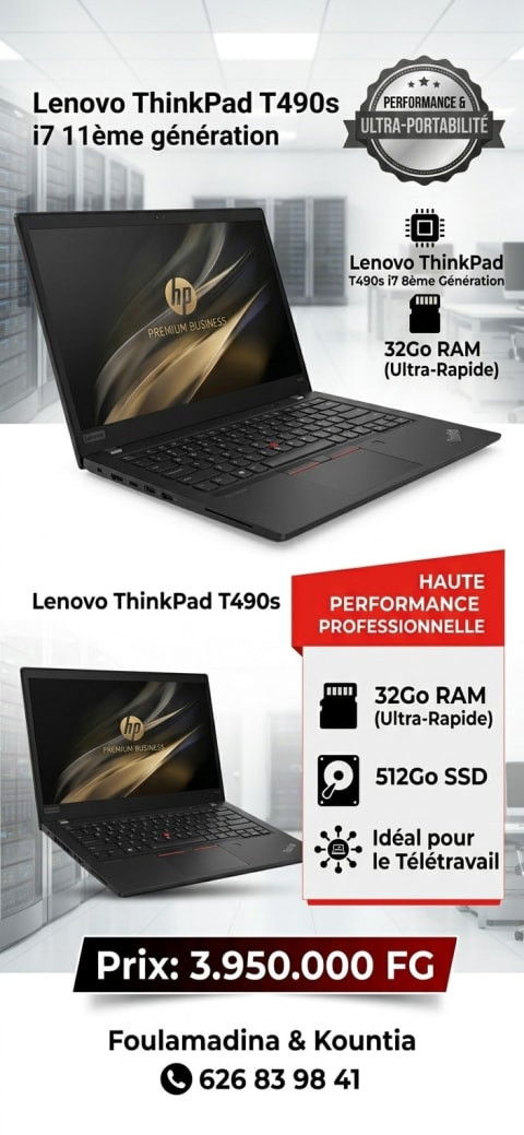 Lenovo ThinkPad T490s i7 8éme Génération à Conakry