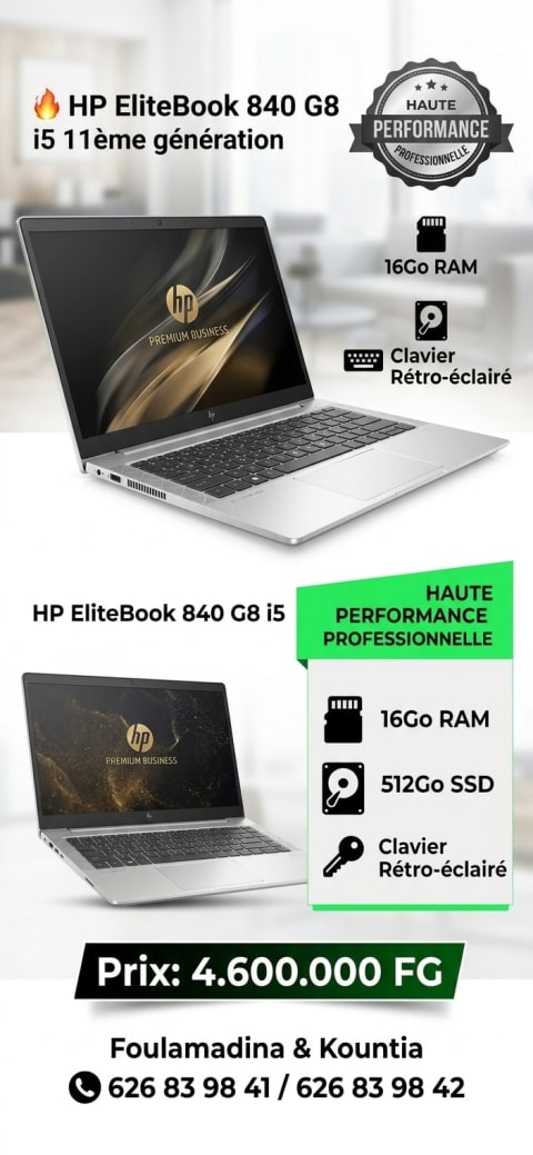 HP EliteBook 840 G8 i5 11 ème génération à Conakry