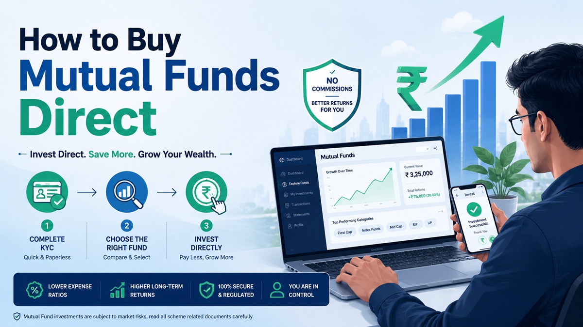 Beginner investor learning direct investment in mutual funds online in India