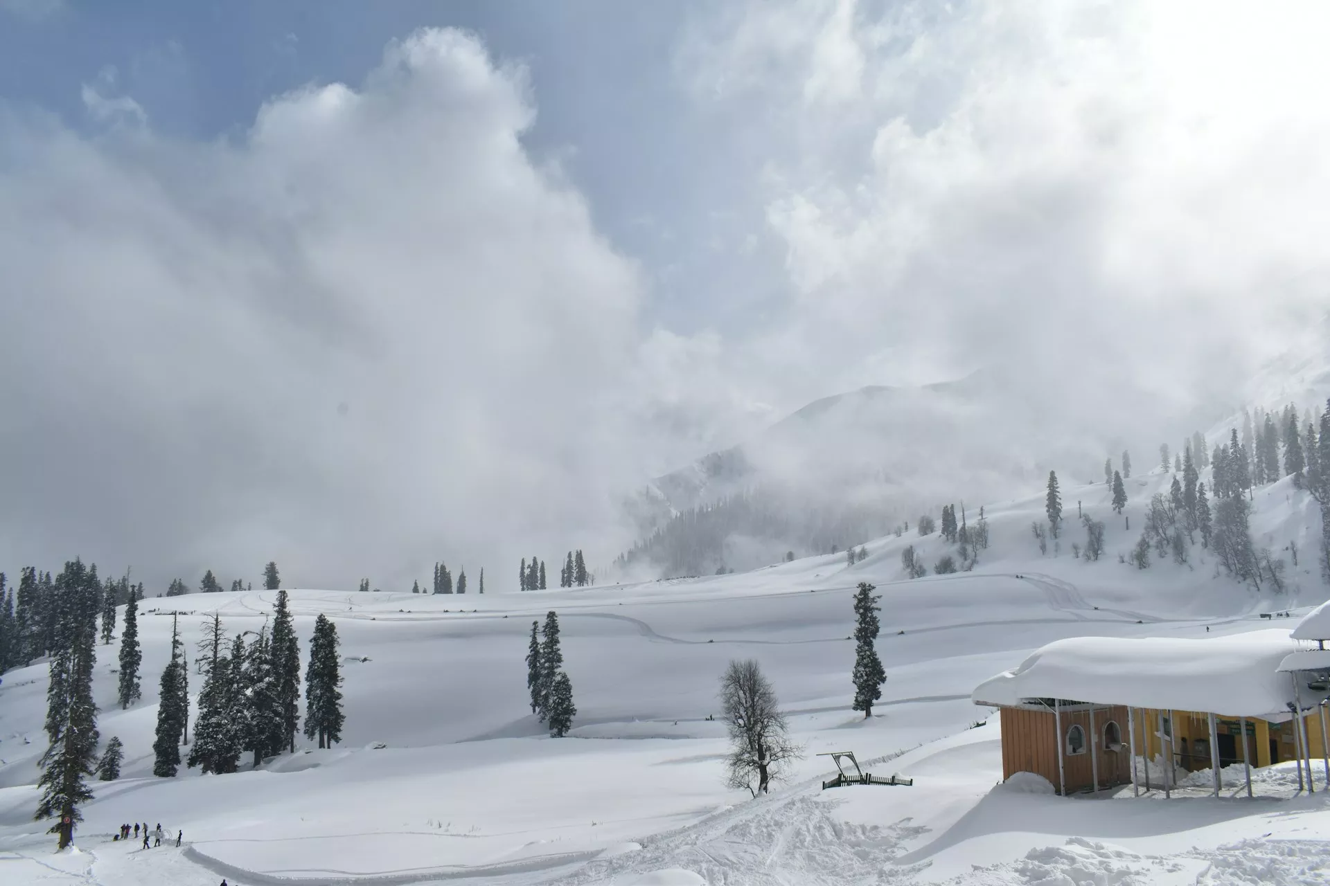 Peaceful snowy landscape in Kashmir