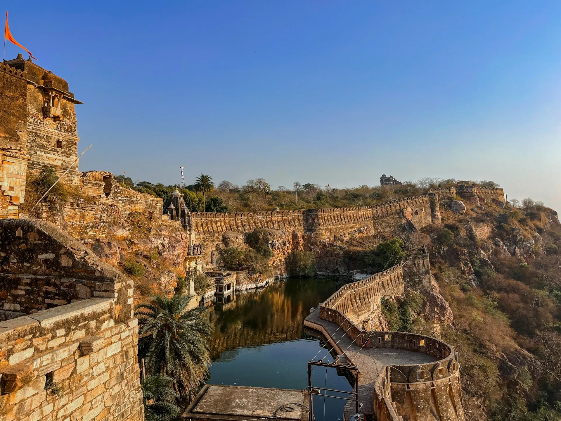 Chittorgarh Fort rising on its hill above the plain in Rajasthan.