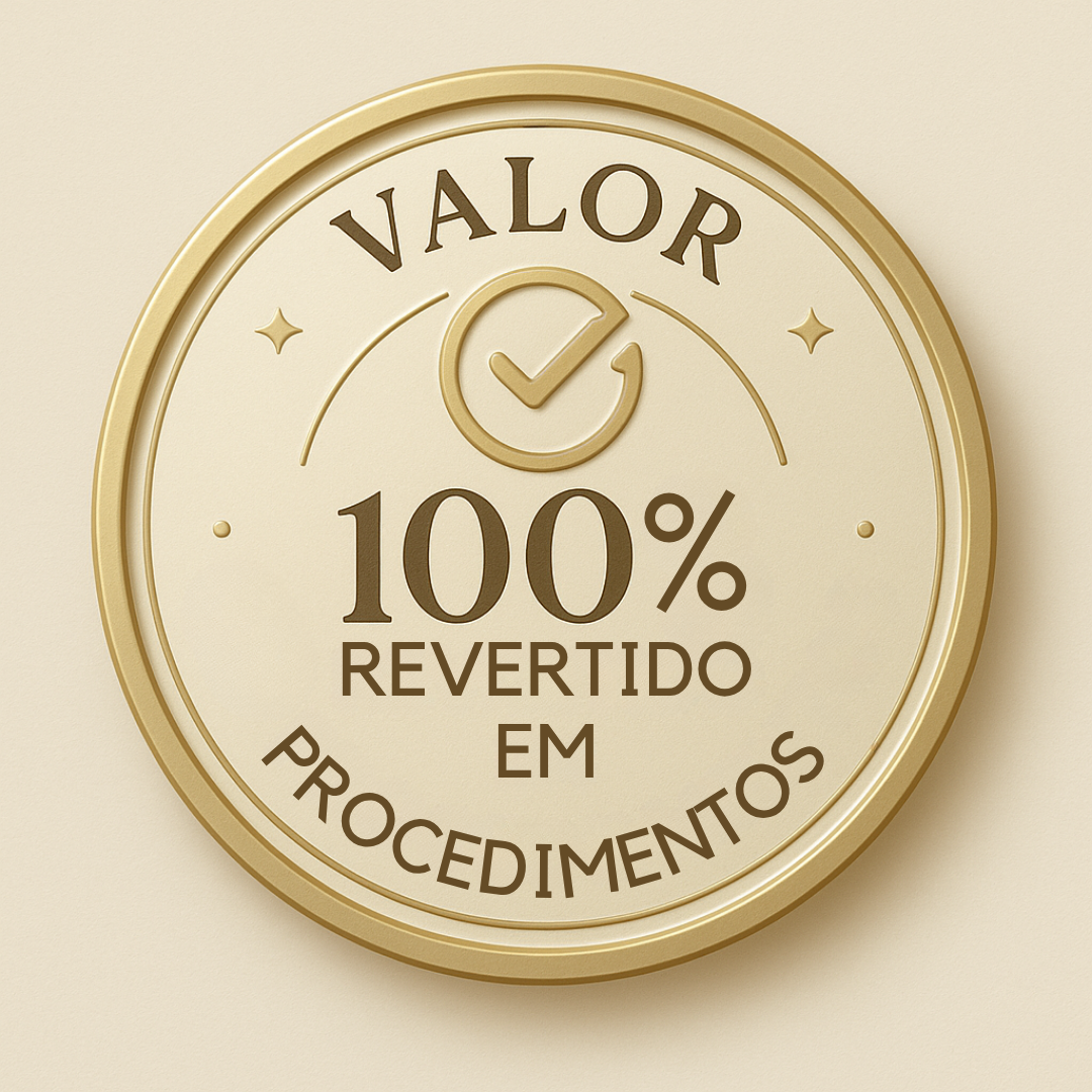 Selo garantia valor 100% revertido procedimentos estéticos Dra. Dani Goe