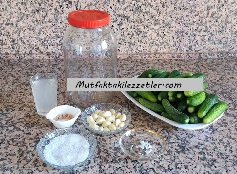 Kornişon turşusu malzemeleri