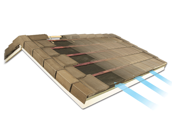 Westlake Royal Cool Roof System natural convection cooling demonstration showing airflow through vented channels