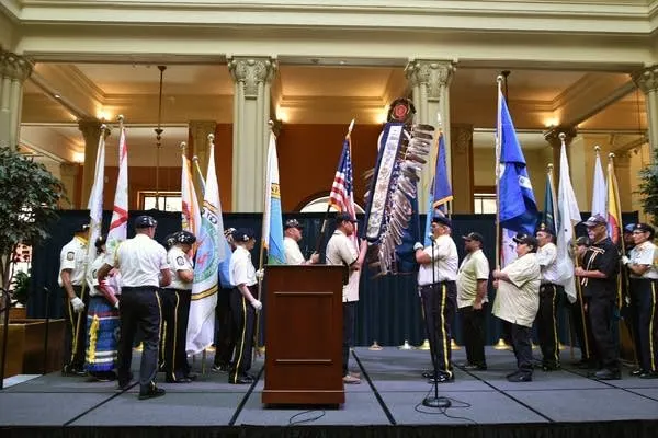 High-resolution image showing an American flag installation, symbolizing patriotism and government workforce context.