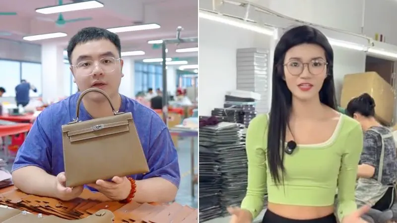 High-quality image showing a split scene of Chinese manufacturers and TikTok trends, effectively representing the impact of Trump tariffs.