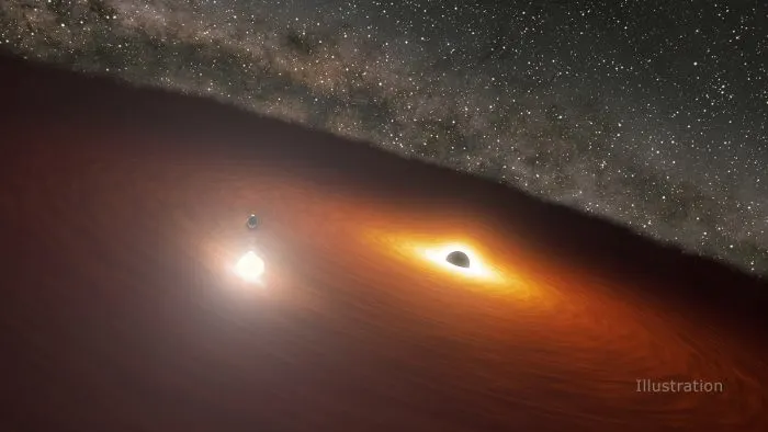 Visual representation of a black hole’s accretion disk and relativistic jet, demonstrating core astronomical phenomena.
