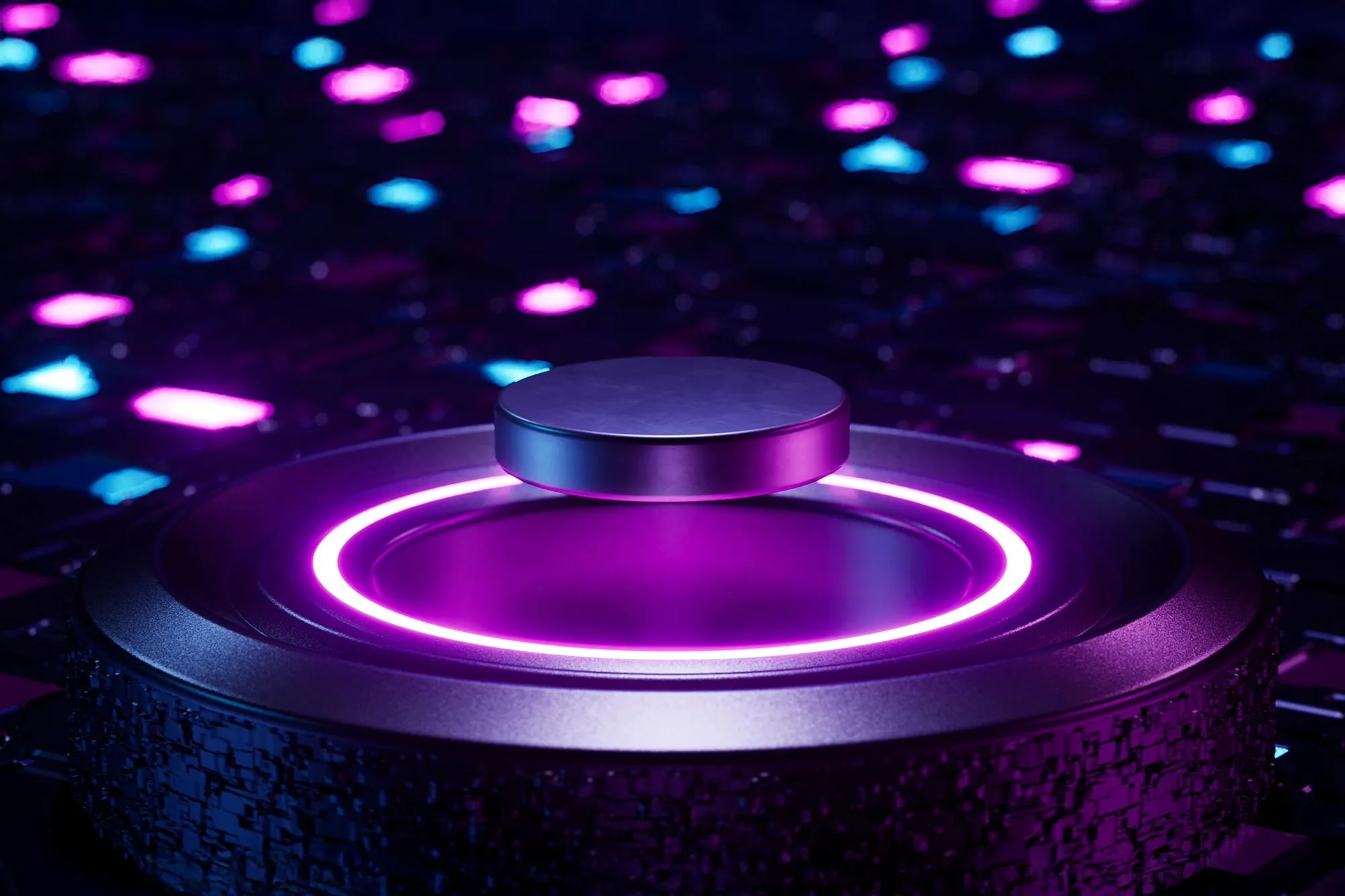 Artistic representation of a futuristic floating superconductor demonstrating advanced electromagnetic principles.