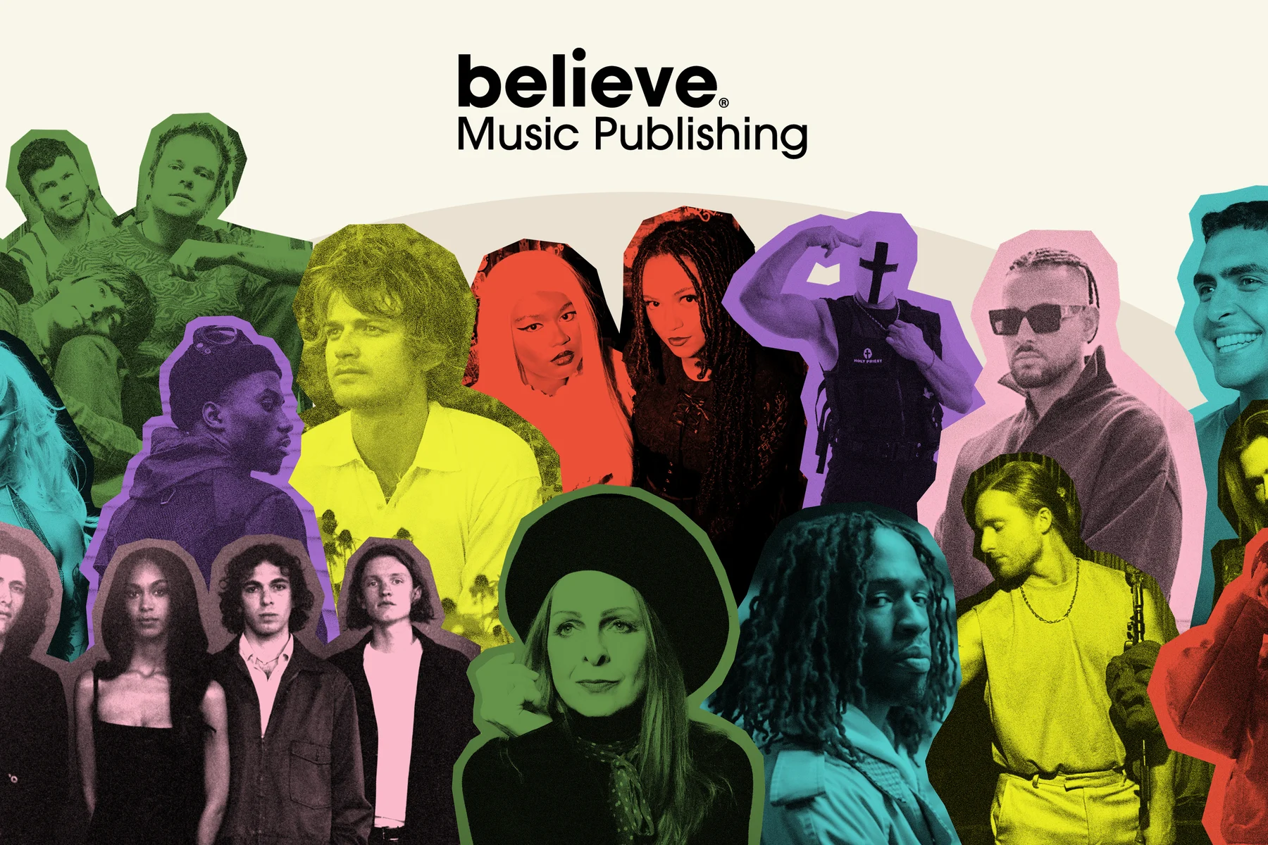 High-quality promotional key visual of Believe Music Publishing, showing stylized branding suitable for an acquisition news article.